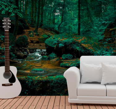 Papel mural bosque arroyo serene del bosque - TenVinilo