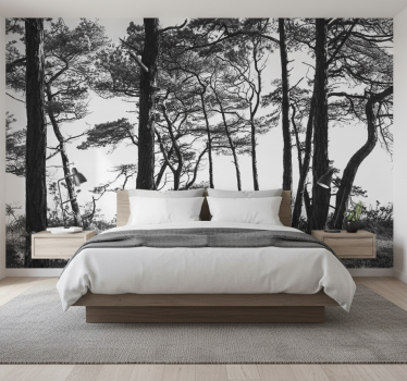Papel mural bosque bosque de pinos ink - TenVinilo