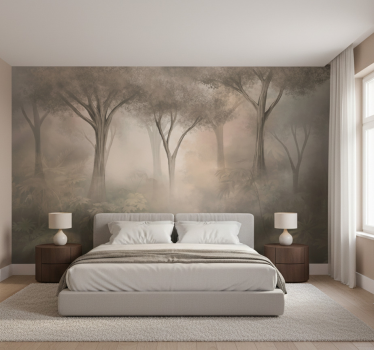 Papel mural bosque bosque sepia brumoso - TenVinilo