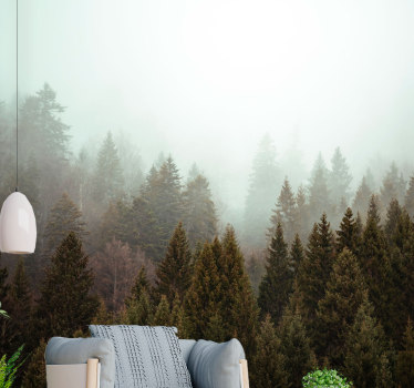 Papel mural bosque bosque verde brumoso - TenVinilo
