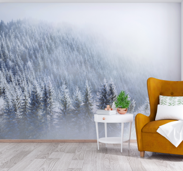 Papel mural bosque bosques majestuosos de invierno - TenVinilo