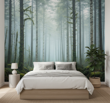 Papel mural bosque bruma atmosférica - TenVinilo