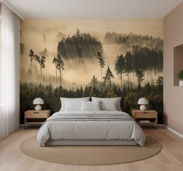 Papel mural bosque bruma etérea de la mañana - TenVinilo