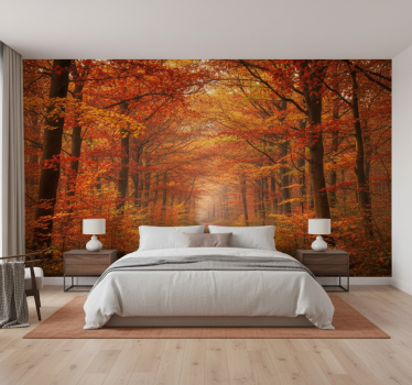 Papel mural bosque camino de Árboles en otoño - TenVinilo