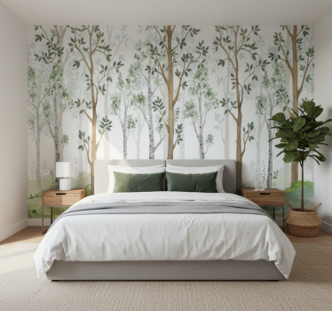 Papel mural bosque característica botánica minimalista - TenVinilo