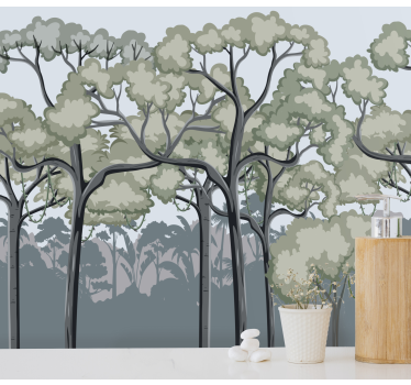 Papel mural bosque dosel de árboles sereno - TenVinilo