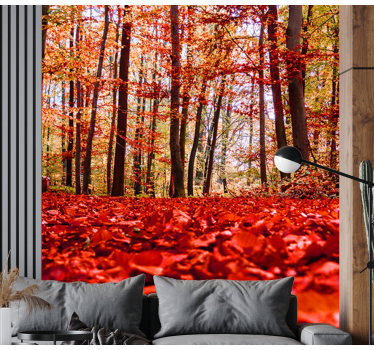 Papel mural bosque dosel de hojas otoñales - TenVinilo