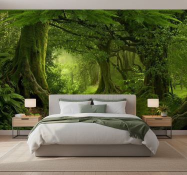 Papel mural bosque escape en un bosque frondoso - TenVinilo