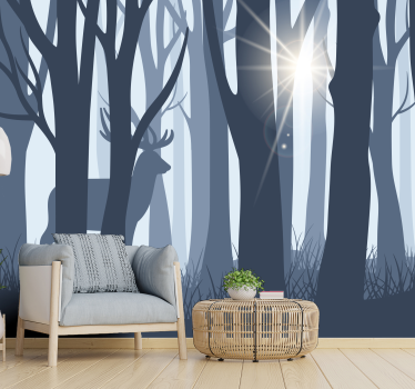 Papel mural bosque escena del bosque silencioso - TenVinilo