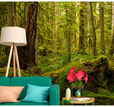 Papel mural bosque exuberante paisaje forestal - TenVinilo