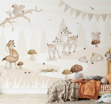 Papel mural bosque habitación infantil encantada - TenVinilo
