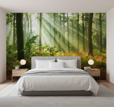 Papel mural bosque luz natural en el bosque - TenVinilo