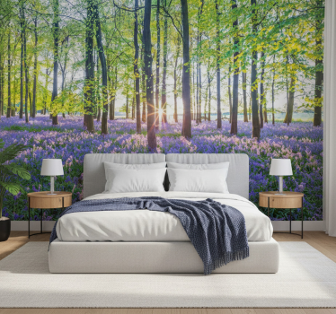 Papel mural bosque modernismo inspirado en la naturaleza - TenVinilo