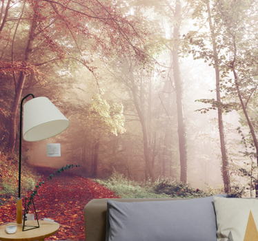 Papel mural bosque paisaje de sendero otoñal - TenVinilo