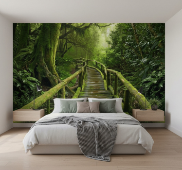Papel mural bosque pasarela musgosa lujosa - TenVinilo
