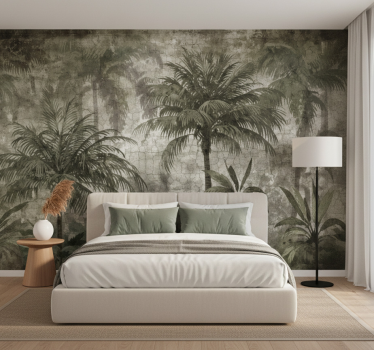 Papel mural bosque selva de palmas minimalista - TenVinilo