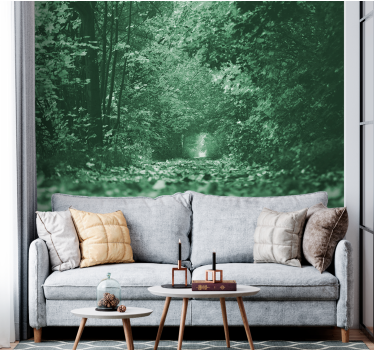 Papel mural bosque sendero frondoso - TenVinilo