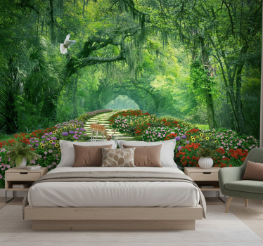 Papel mural bosque sendero surrealista - TenVinilo