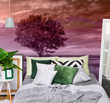 Papel mural bosque silueta de árbol solitario - TenVinilo