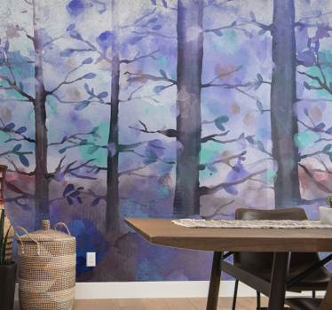 Papel mural bosque silueta de bosque sereno - TenVinilo