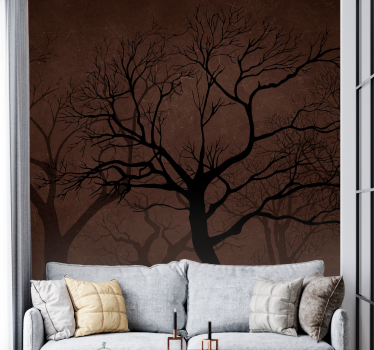 Papel mural bosque siluetas de árboles oscuros - TenVinilo
