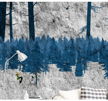Papel mural bosque siluetas nítidas de bosque - TenVinilo
