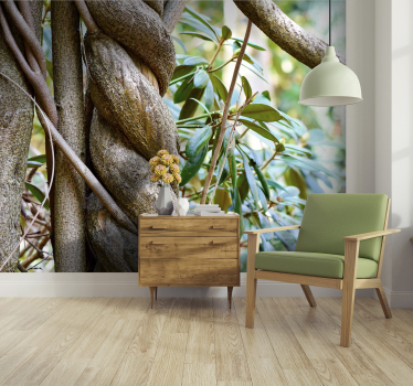 Papel mural bosque troncos de árboles retorcidos - TenVinilo