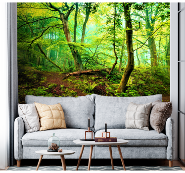 Papel mural bosque verde vibrante - TenVinilo
