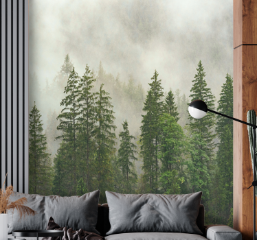 Papel mural bosque vista de bosque brumoso - TenVinilo