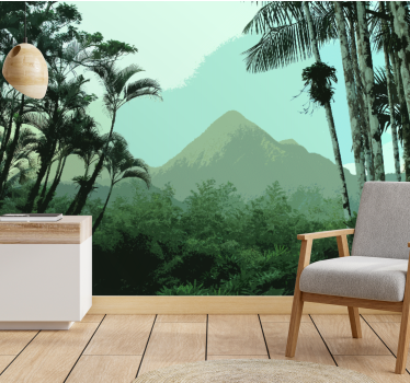 Papel mural bosque vista de la selva montañosa - TenVinilo
