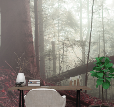 Papel mural bosque vista del bosque brumoso - TenVinilo