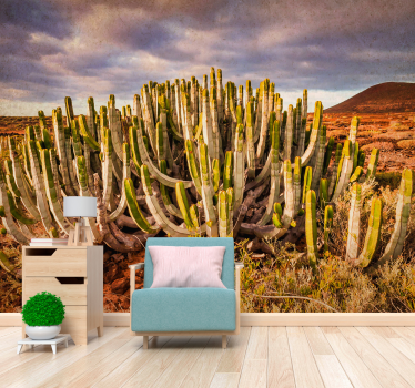 Papel mural bosque vista del paisaje de cactus - TenVinilo