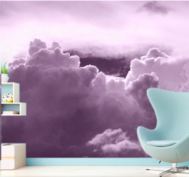 Papel mural cielo formación de nubes moradas - TenVinilo