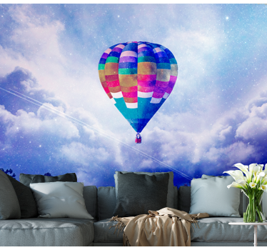 Papel mural cielo globo aerostático colorido - TenVinilo
