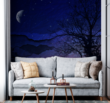 Papel mural cielo noche estrellada iluminada - TenVinilo