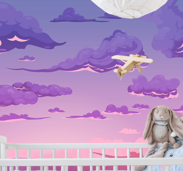 Papel mural cielo vista de nubes caprichosas - TenVinilo