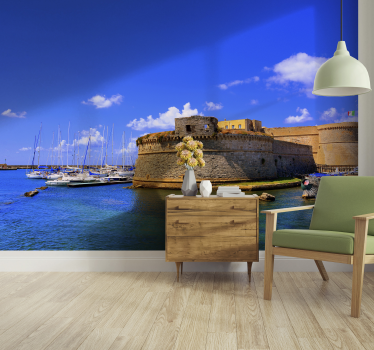 Papel mural de mar con vistas al puerto Salento - TenVinilo