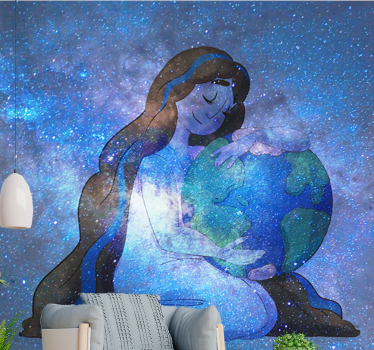 Papel mural espacio abrazando el planeta tierra - TenVinilo