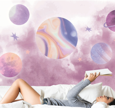 Papel mural espacio diseño planetario celestial - TenVinilo