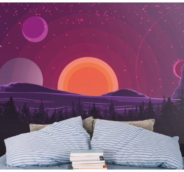 Papel mural espacio escena de puesta de sol celestial - TenVinilo