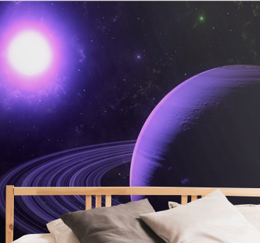 Papel mural espacio escena planetaria violeta - TenVinilo