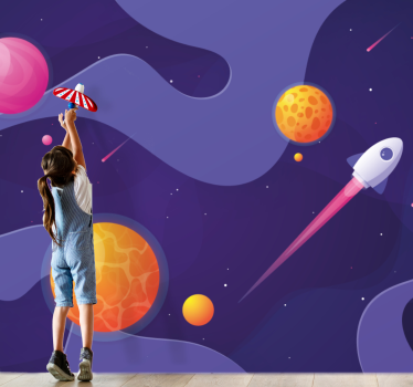 Papel mural espacio la aventura cósmica del niño - TenVinilo