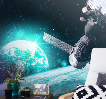Papel mural espacio nave espacial en órbita - TenVinilo