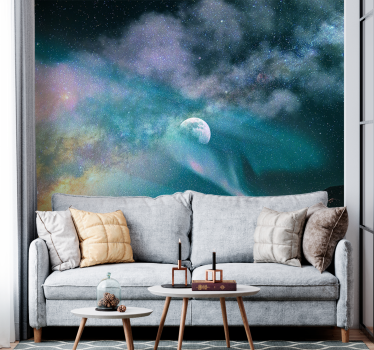 Papel mural espacio nebulosa de luz de luna celestial - TenVinilo