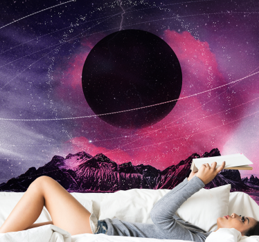 Papel mural espacio planeta negro cósmico - TenVinilo