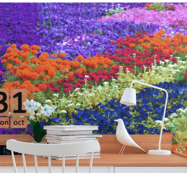 Papel mural flores campo colorido - TenVinilo