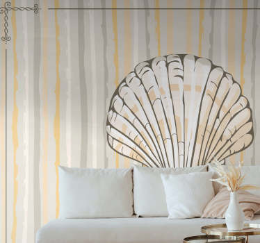 Papel mural vintage diseño floral de conchas - TenVinilo