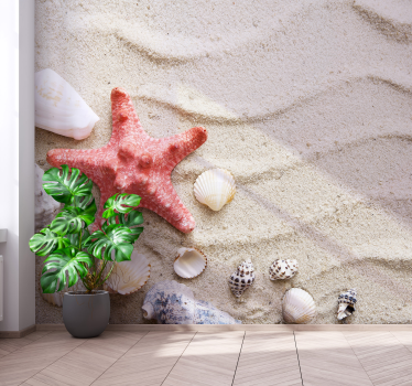 Papel mural mar estrellas de mar y conchas - TenVinilo