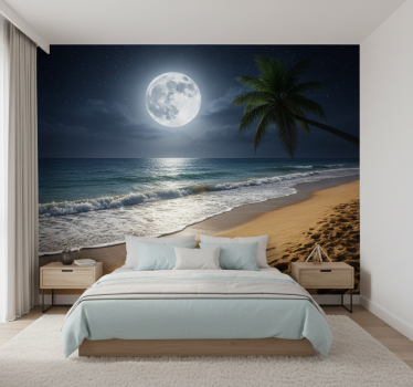 Papel mural mar luna llena océano - TenVinilo