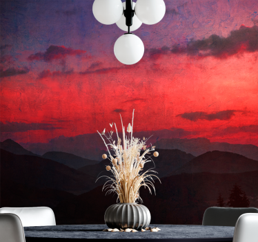 Papel mural montaña atardecer dramático - TenVinilo
